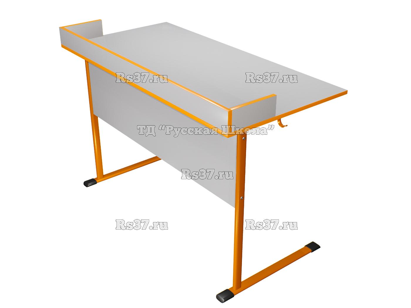 Стол лабораторный ЭКО 2-местный с бортом для физики, биологии, мк. п/о (гр. 6), пластик (мк. Оранжевый, кор. Серый, кр. Оранжевая)