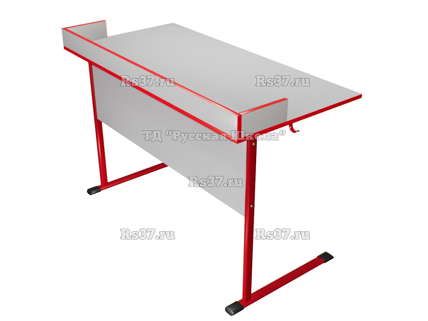 Стол лабораторный ЭКО 2-местный с бортом для физики, биологии, мк. п/о (гр. 6), пластик (мк. Красный, кор. Серый, кр. Красная)