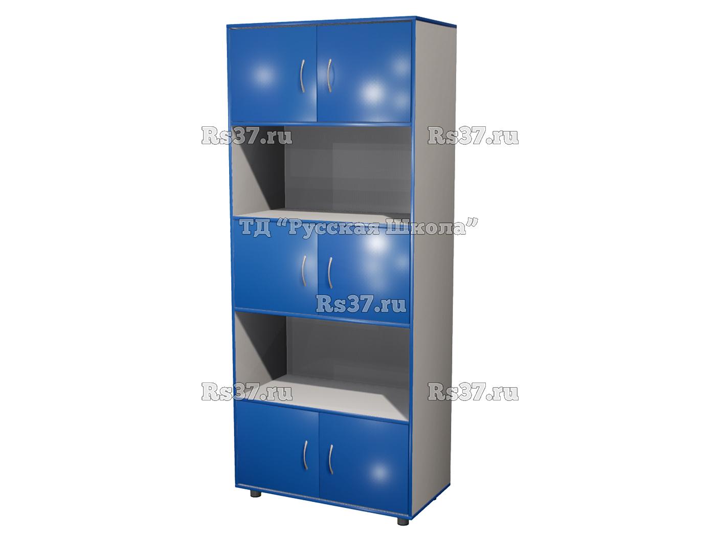 Шкаф КВАНТ широкий полуоткрытый М3 «Точка роста» (ЛДСП 22 мм, к. Серый, ф. Синий)