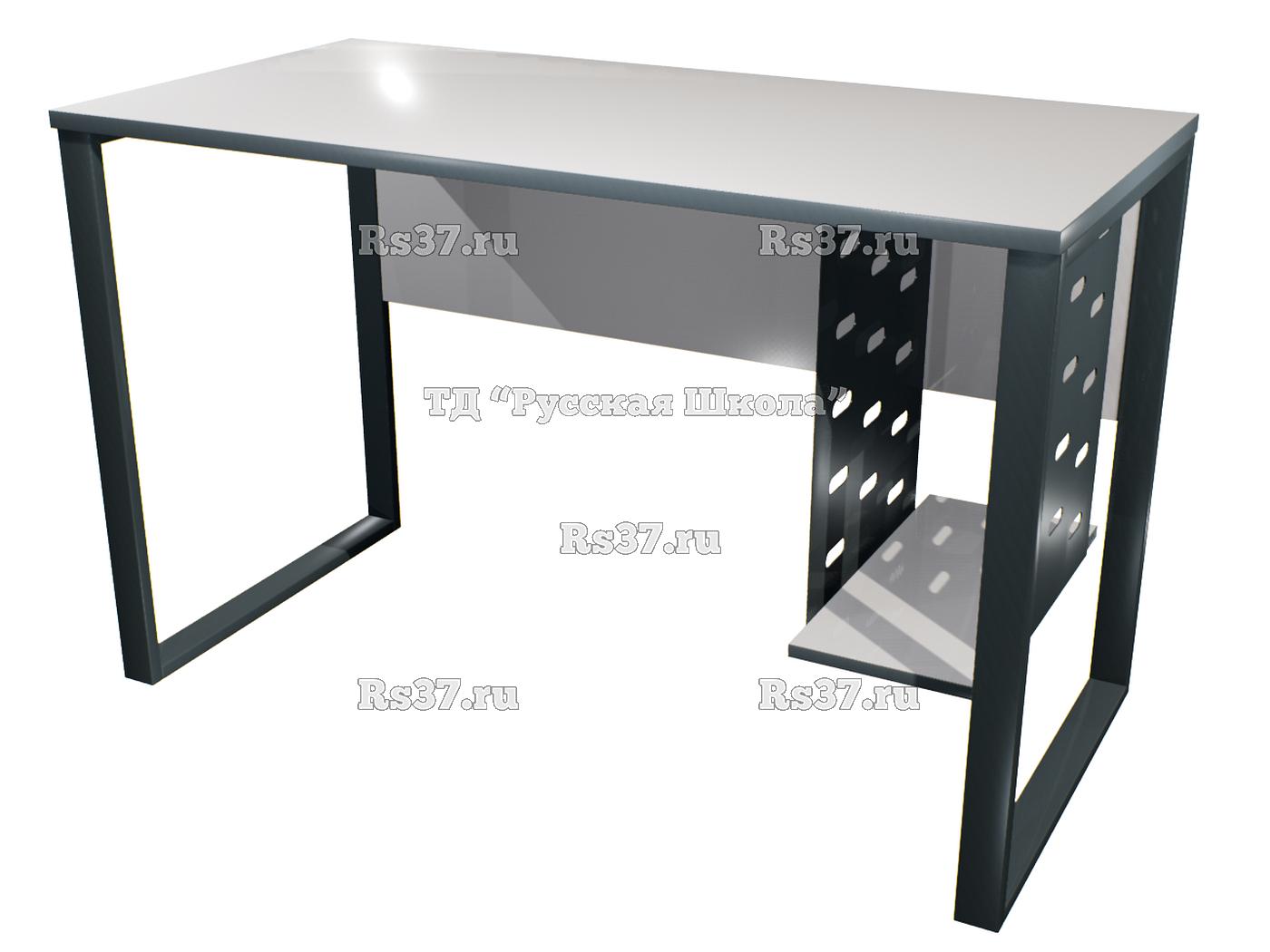 Стол рабочий ЛОФТ на металлокаркасе с подвесом для системного блока «Точка роста» (ст. Серая, кр. Темно-Серая, мк. Темно-Серый)