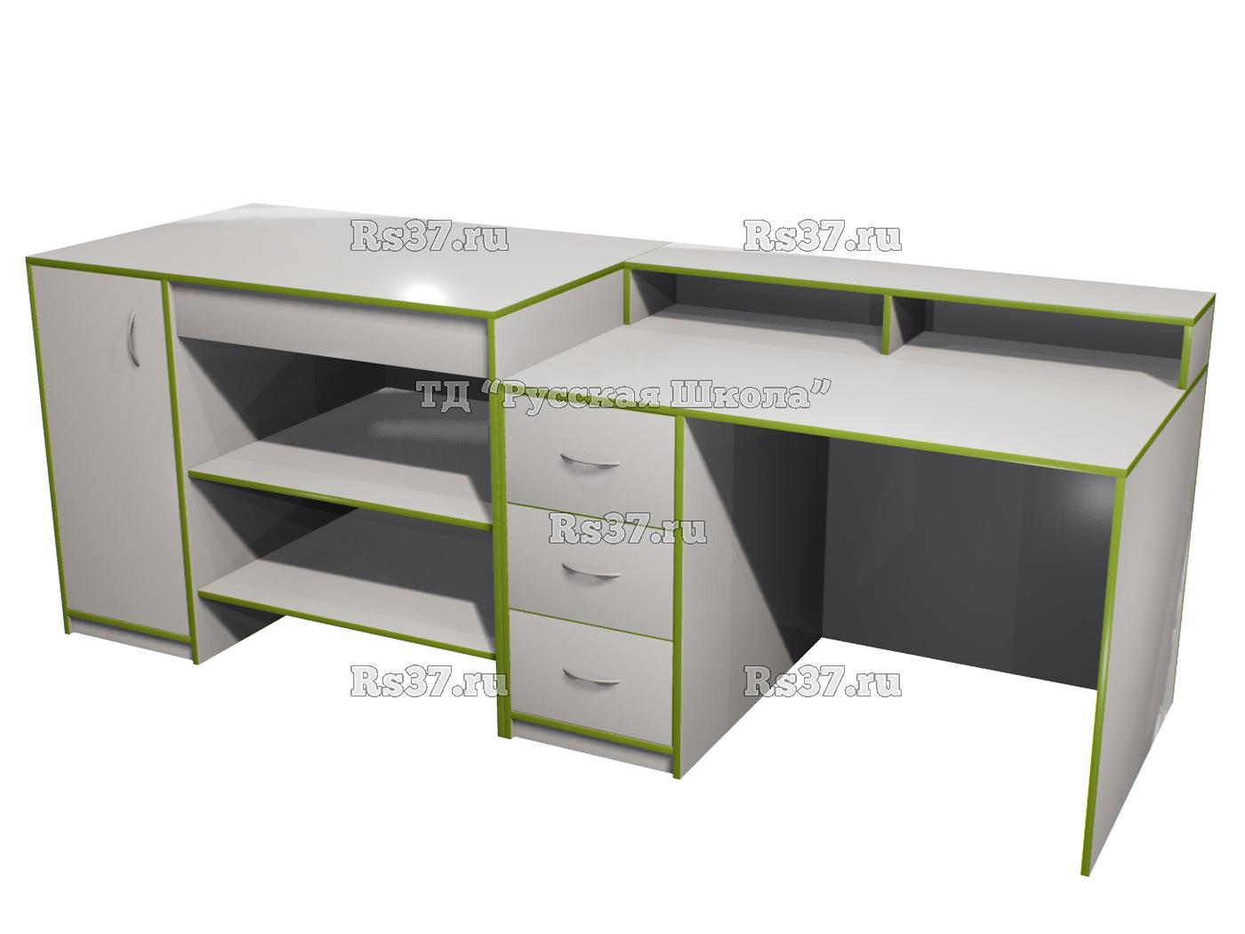 Комплект столов демонстрационных ЛАБ 100-101 для кабинета физики, математики, биологии (ст. Серая, кр. Гринери, кор. Серый)