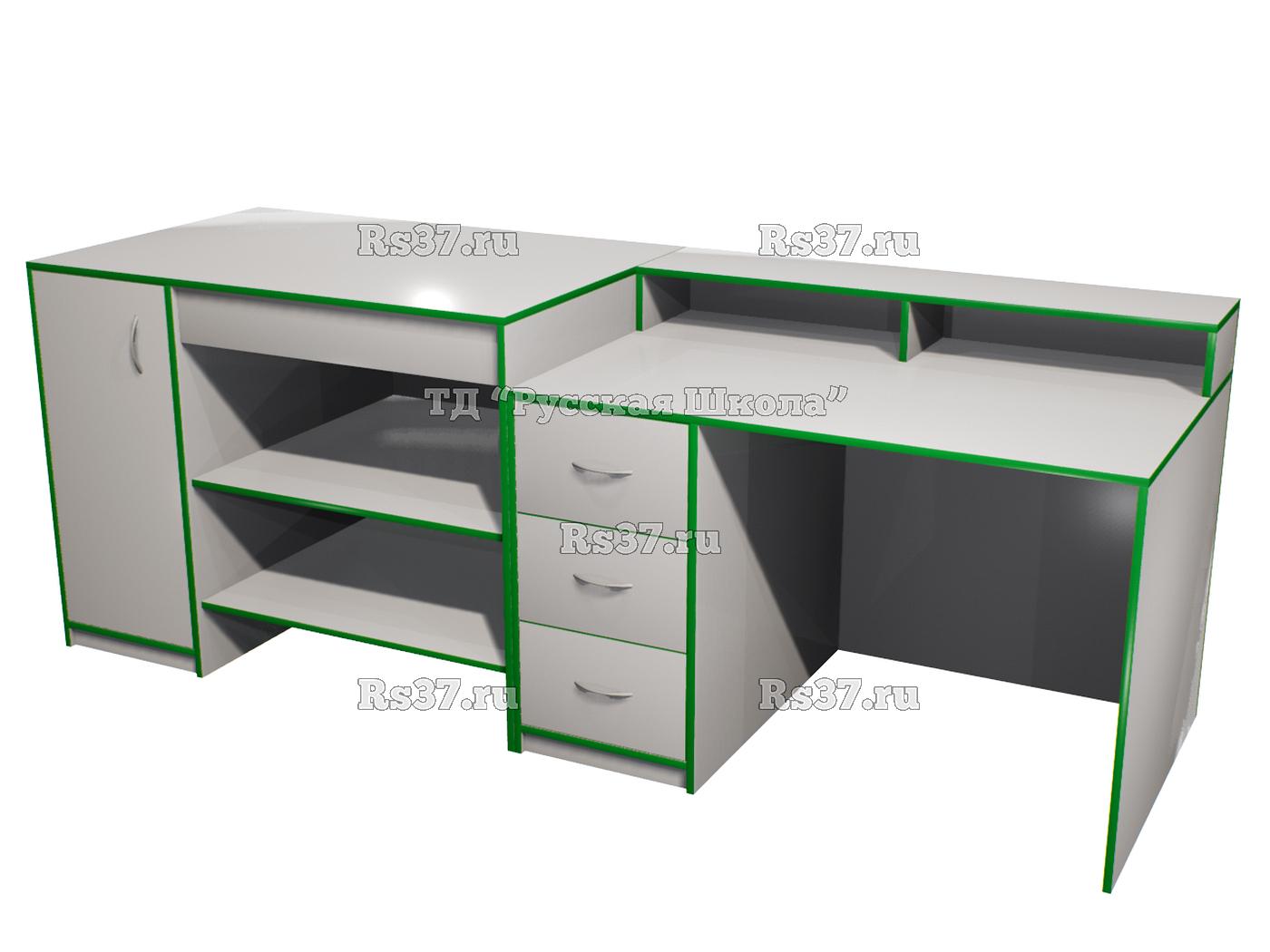 Комплект столов демонстрационных ЛАБ 100-101 для кабинета физики, математики, биологии (ст. Серая, кр. Зеленая, кор. Серый)