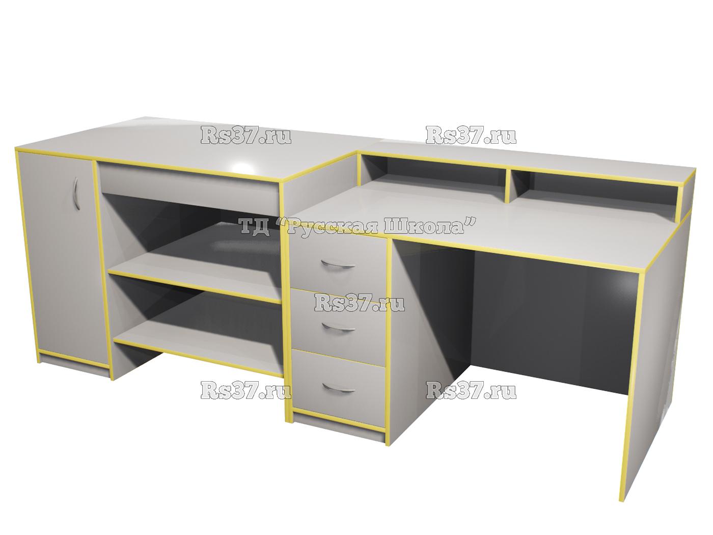 Комплект столов демонстрационных ЛАБ 100-101 для кабинета физики, математики, биологии  (ст. Серая, кр. Лимонная, кор. Серый)