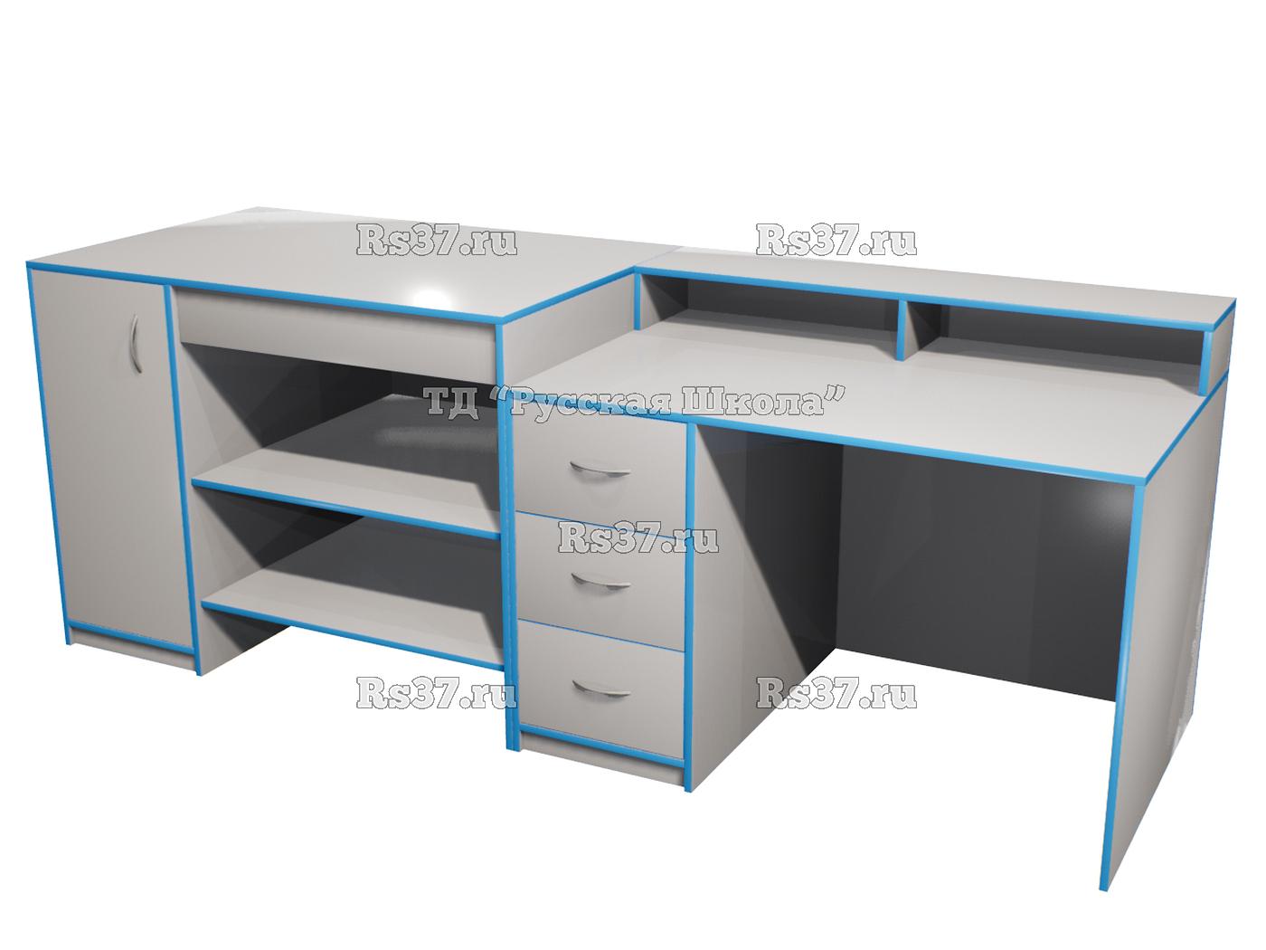 Комплект столов демонстрационных ЛАБ 100-101 для кабинета физики, математики, биологии  (ст. Серая, кр. Голубая, кор. Серый)