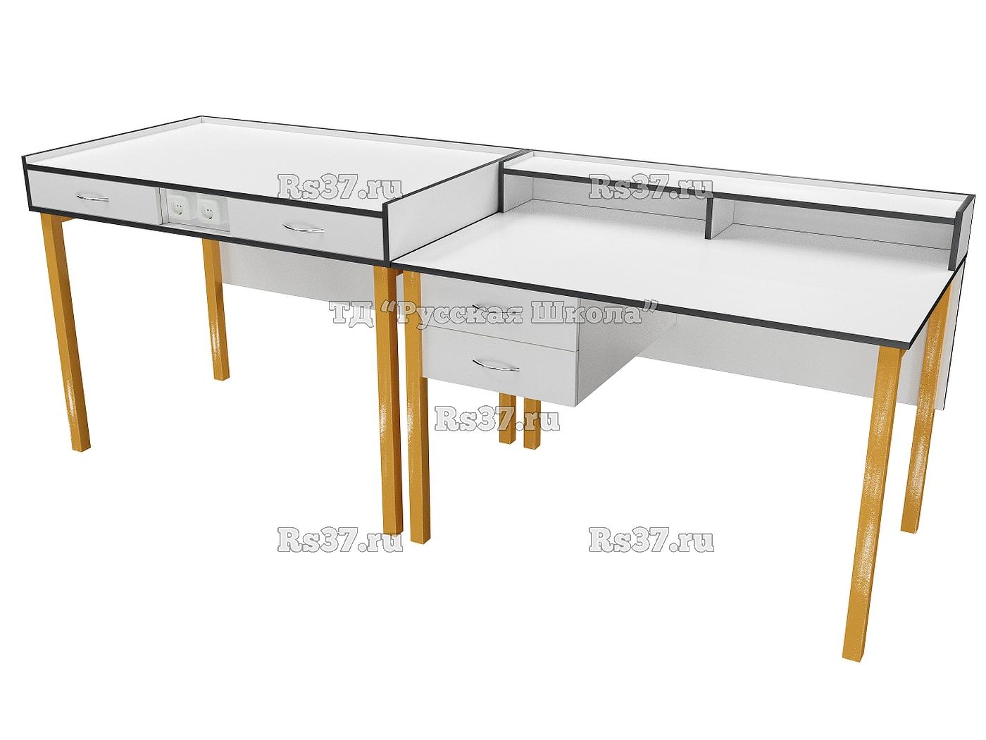 Комплект столов демонстрационных для кабинета по физике ЛАБ 210-211 (ст. Белая, кр. Белая, мк. Охра)