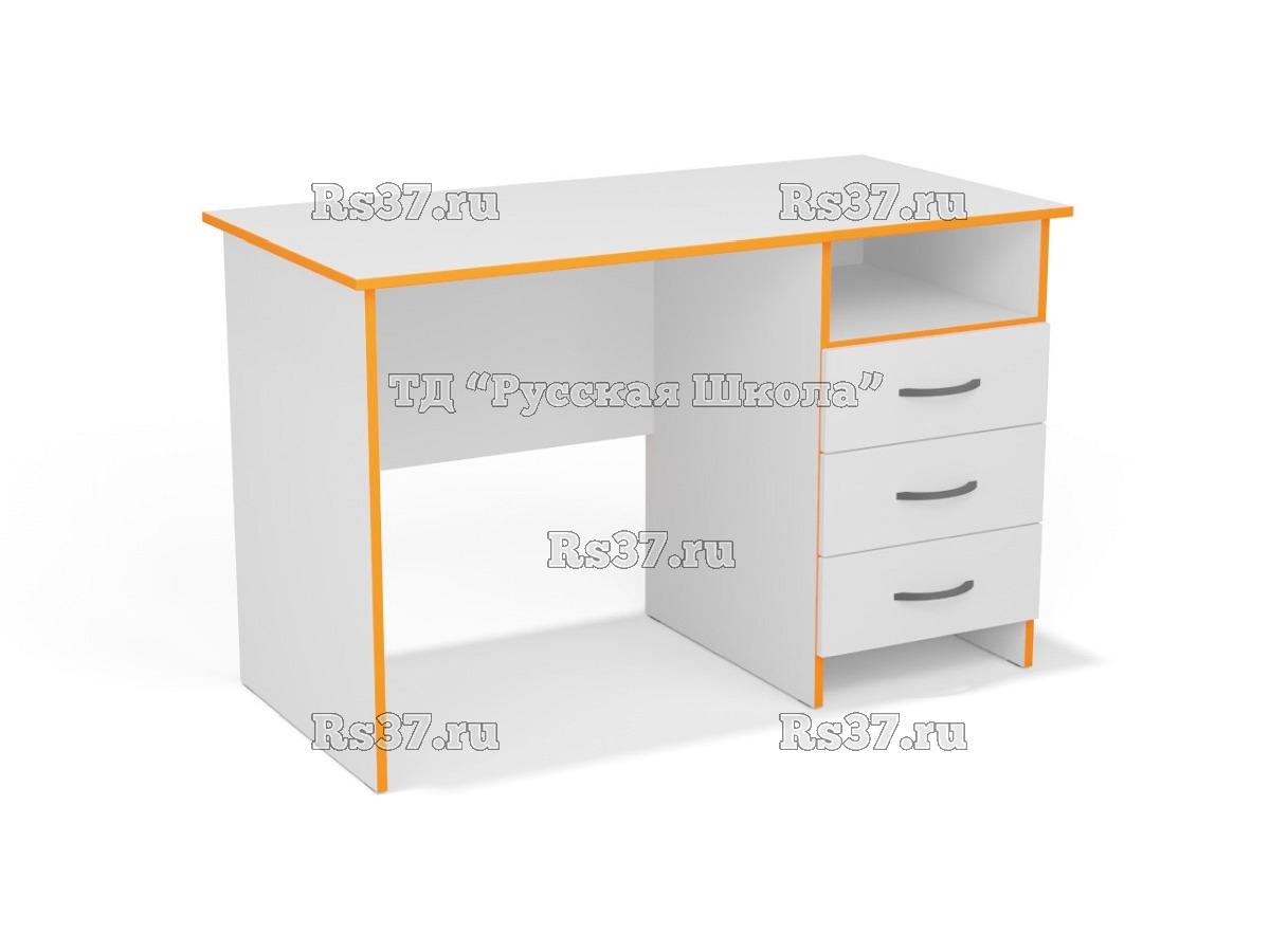 Стол письменный со встроенной тумбой 3 ящика + ниша (кор. Серый, кр. Оранжевая)