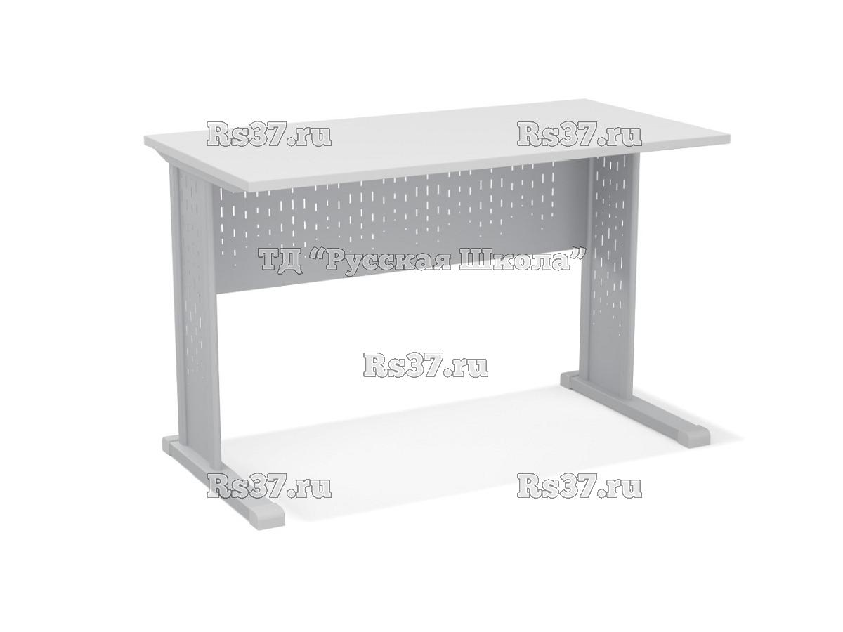 Стол учителя на м/к с перфорированным экраном и вставками, тип перфорации «Дождик» (ст. Серая, мк. Серый)