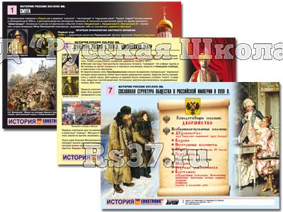 Комплект таблиц по истории раздат. "История России XVI - XVIII вв." (цвет., лам., А4. 10 шт.)