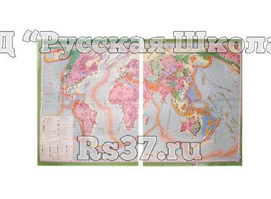 Учебная карта "Строение земной коры и полезные ископаемые мира" (матовое, 1-стороннее лам.)