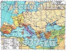 Учебная карта "Рост Римского государства в III в. до н.э. - II в. до н."