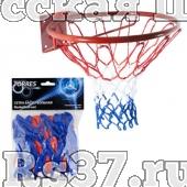 Сетка баскетбольная "TORRES" арт.SS11050, нить 4 мм полипропилен, бело-сине-кр, дл. 0,55 м, вес 50 