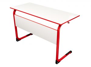 Стол ученический ЭЛЛИПС 2-мест нерегулируемый на плоскоовальной трубе (гр 6, ст. Белый, кр. Красная, мк. Красный)