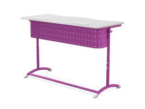 Стол ученический ДЖЕТ 2-мест регулируемый по высоте «Точка роста» (гр 4-6, ст. Серая, мк. Фиолетовый)