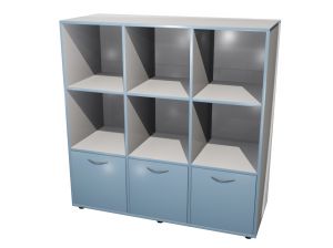 Тумба КАСКАД Т33M2 полуоткрытая с 3 дверцами (кор. Серый, кр. Лавандовая, фас. Лавандовые)