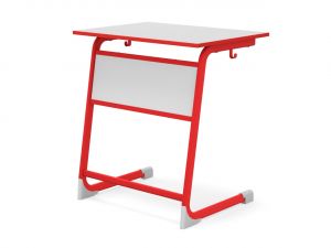 Стол ученический ЭЛЛИПС 1-местный нерегулируемый на плоскоовальной трубе «Точка роста» (гр 6, ст. Серая, мк. Красный)